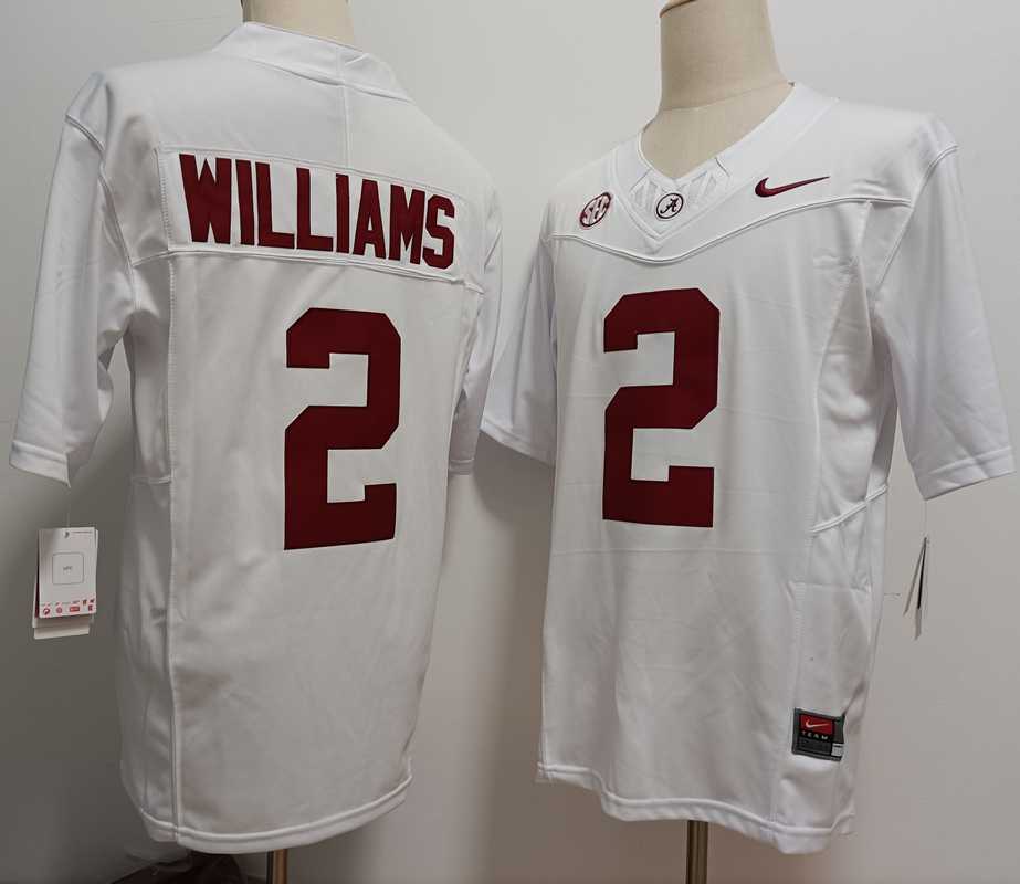 Mens Alabama Crimson Tide #2 Ryan Williams White FUSE College Stitched Jersey